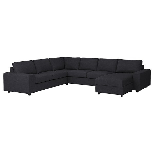 VIMLE - 5 seater ang 5 seater sofa bed/chaise-lon, with wide armrests/Hillared anthracite ,