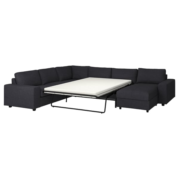 VIMLE crnr sofa-bed, 5-seat w chaise lng, with wide armrests/Hillared anthracite, 200x140 cm