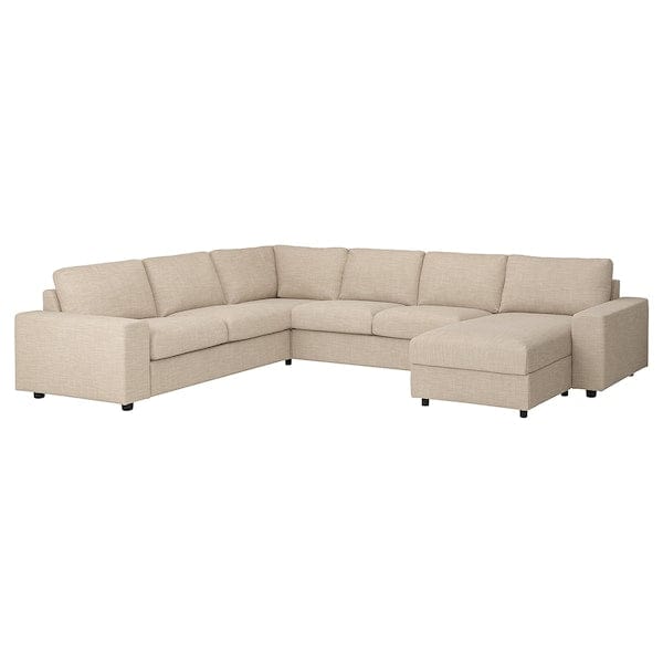 Ikea VIMLE - 5 seater ang 5 seater sofa bed/chaise-lon, with wide armrests/Hillared beige ,