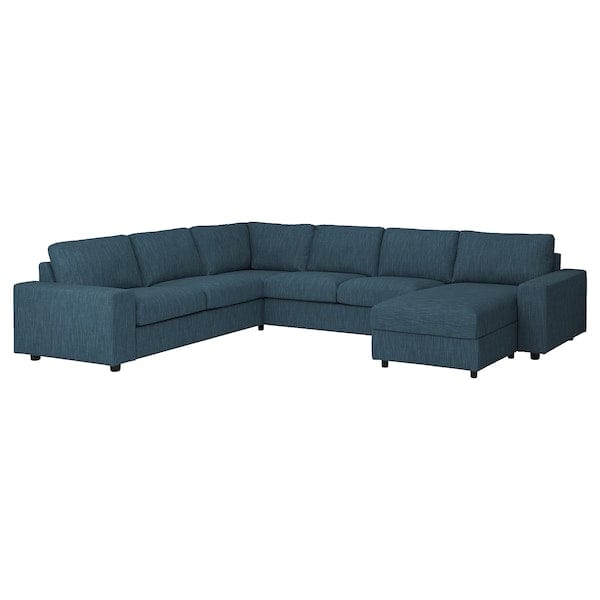 Ikea VIMLE - 5 seater ang 5 seater sofa bed/chaise-lon, with wide armrests/Hillared dark blue ,