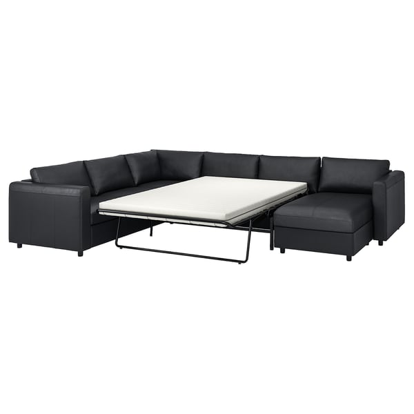 VIMLE crnr sofa-bed, 5-seat w chaise lng, Grann/Bomstad black, 200x140 cm