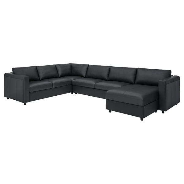 VIMLE crnr sofa-bed, 5-seat w chaise lng, Grann/Bomstad black, 200x140 cm