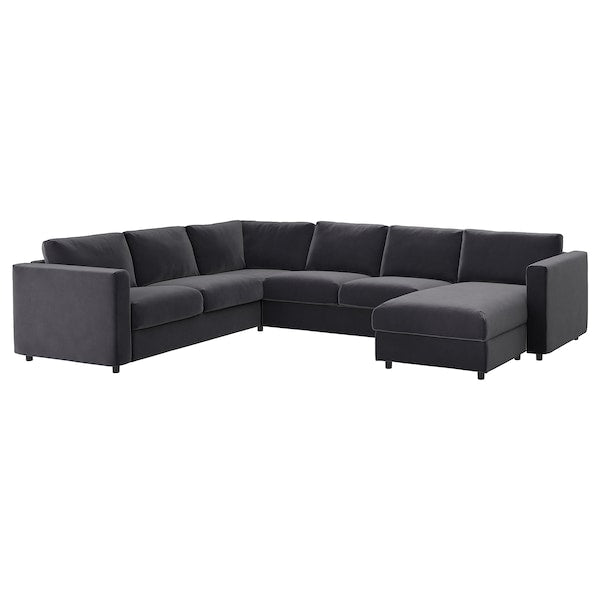 VIMLE - 5 seater corner sofa bed with chaise-longue/Djuparp dark grey ,