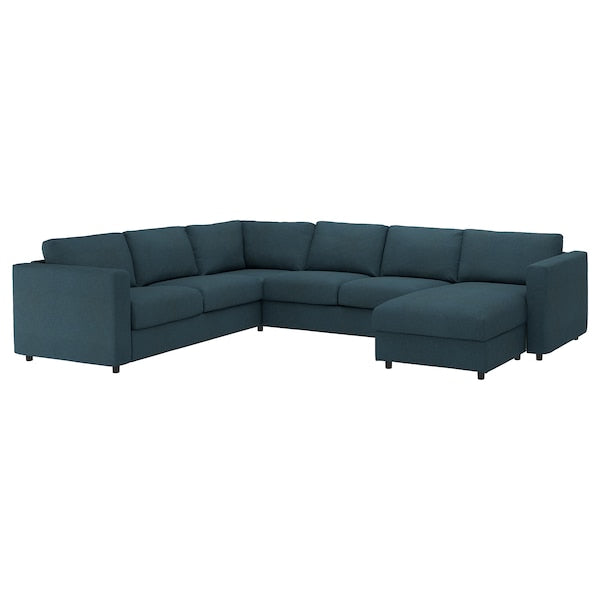 VIMLE - 5-seater corner sofa bed with chaise-longue/Hillared dark blue ,