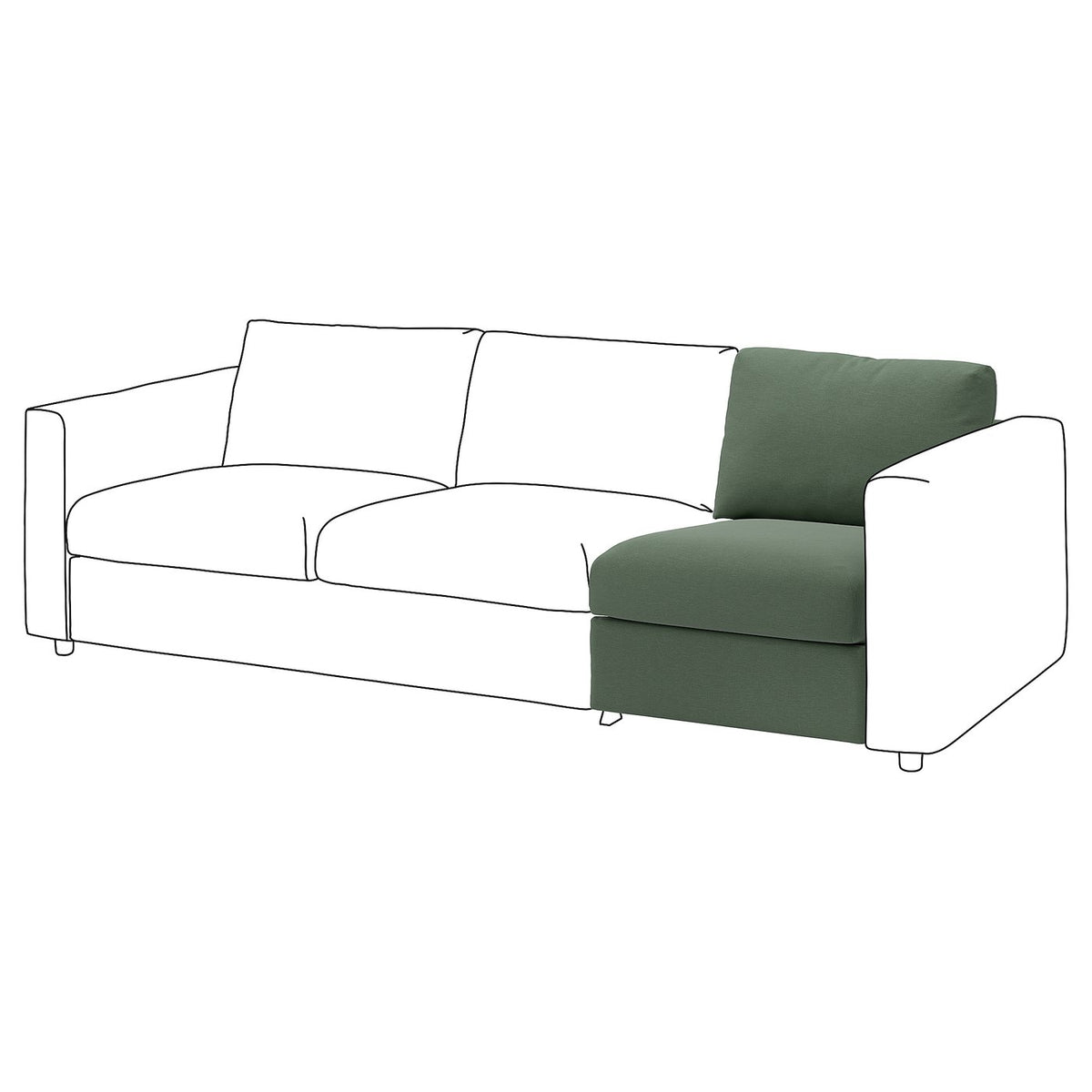VIMLE 1-seat section, Knäbäck grey-green, 71 cm