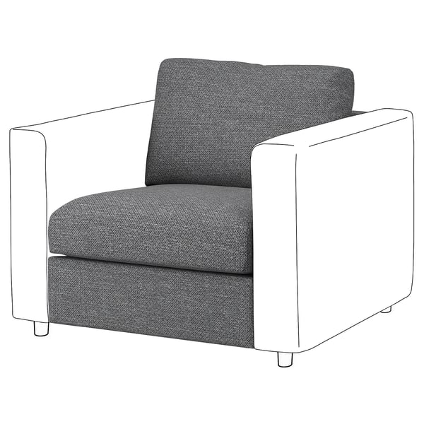 VIMLE 1-seat section, Lejde grey/black, 71 cm