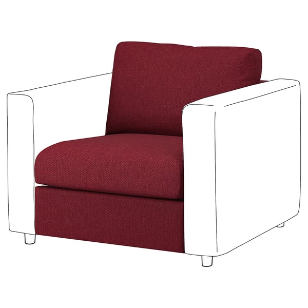 VIMLE 1-seat section, Lejde red/brown, 71 cm