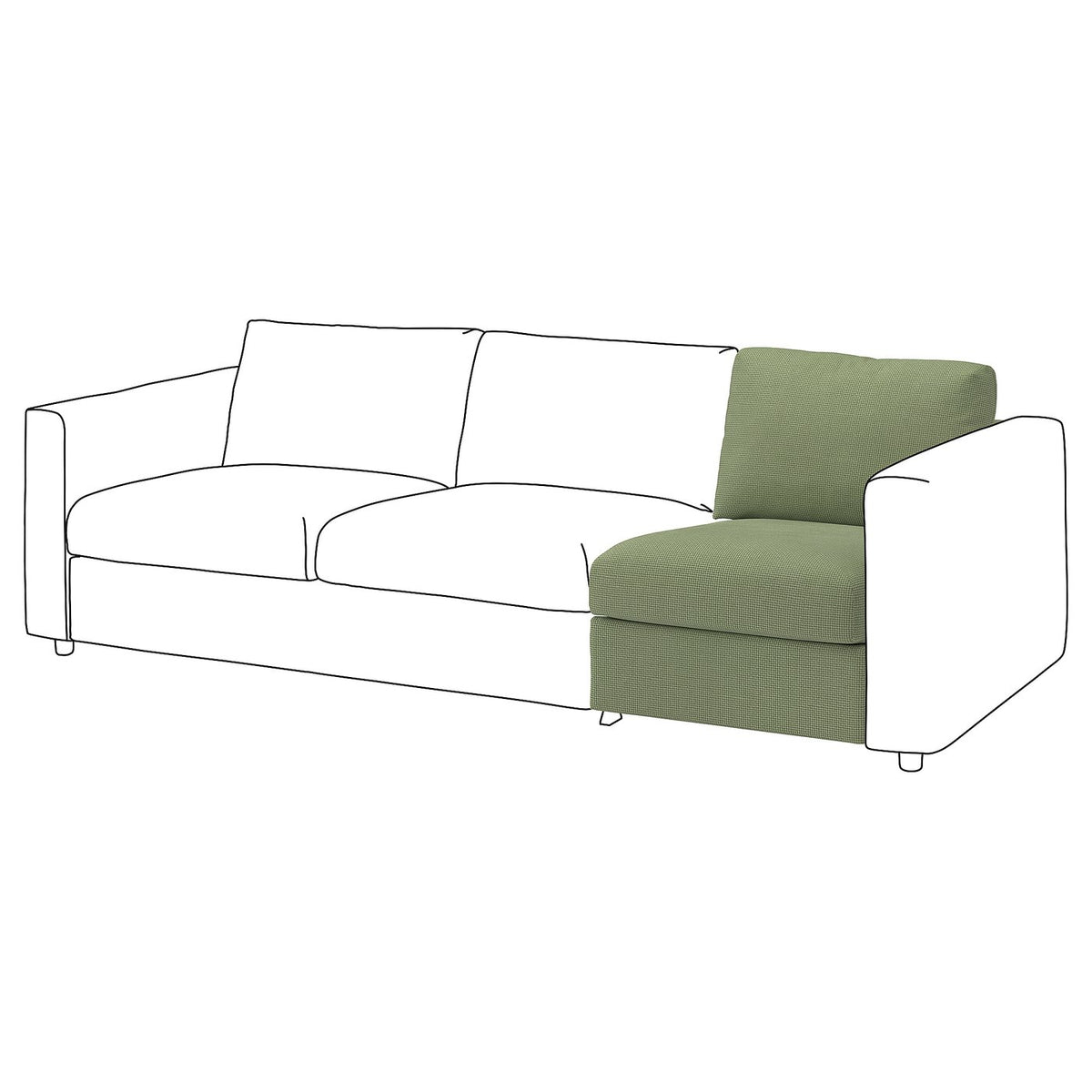 VIMLE 1-seat section, Mosshed grey-green, 71 cm