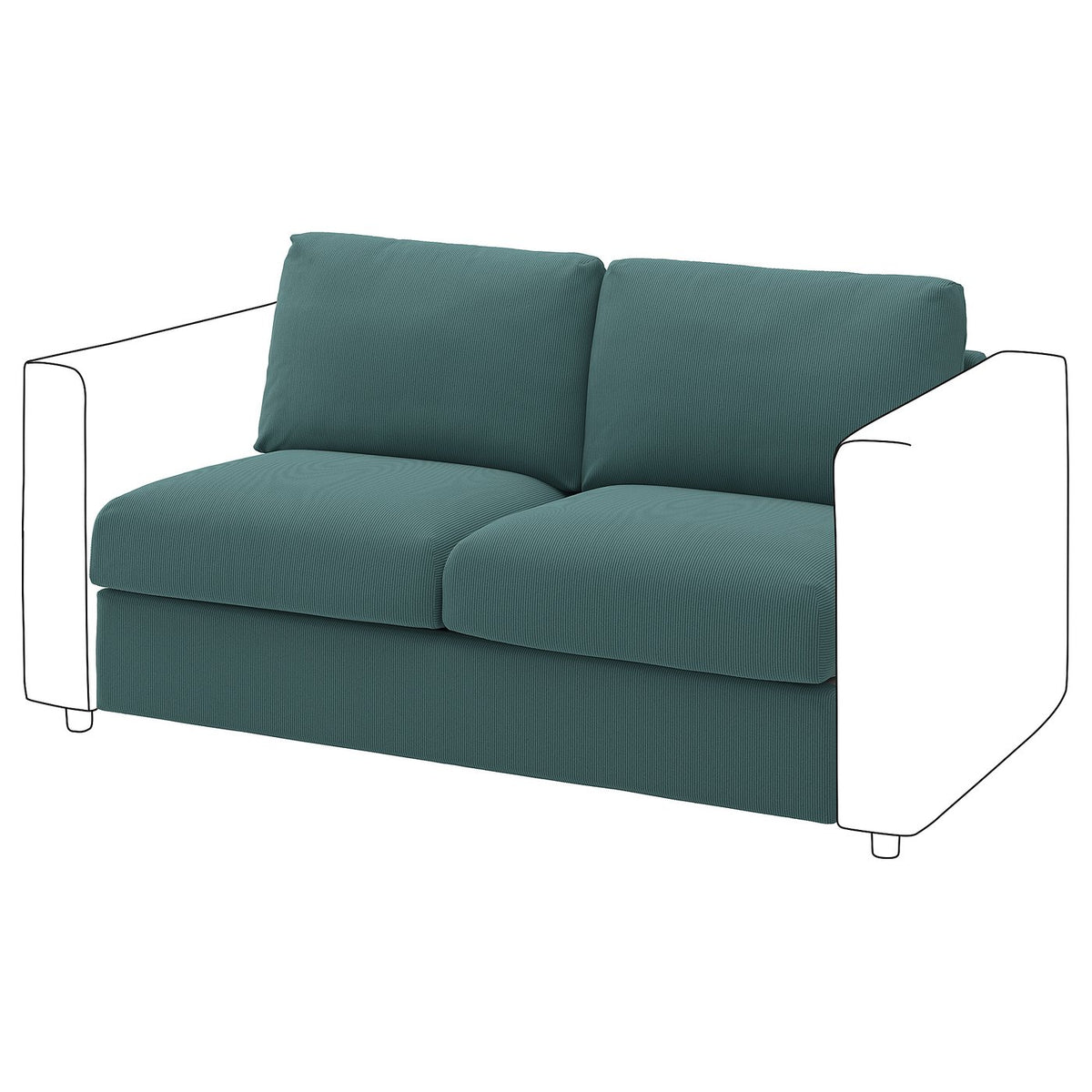 VIMLE 2-seat section, Kelinge grey-turquoise, 141 cm