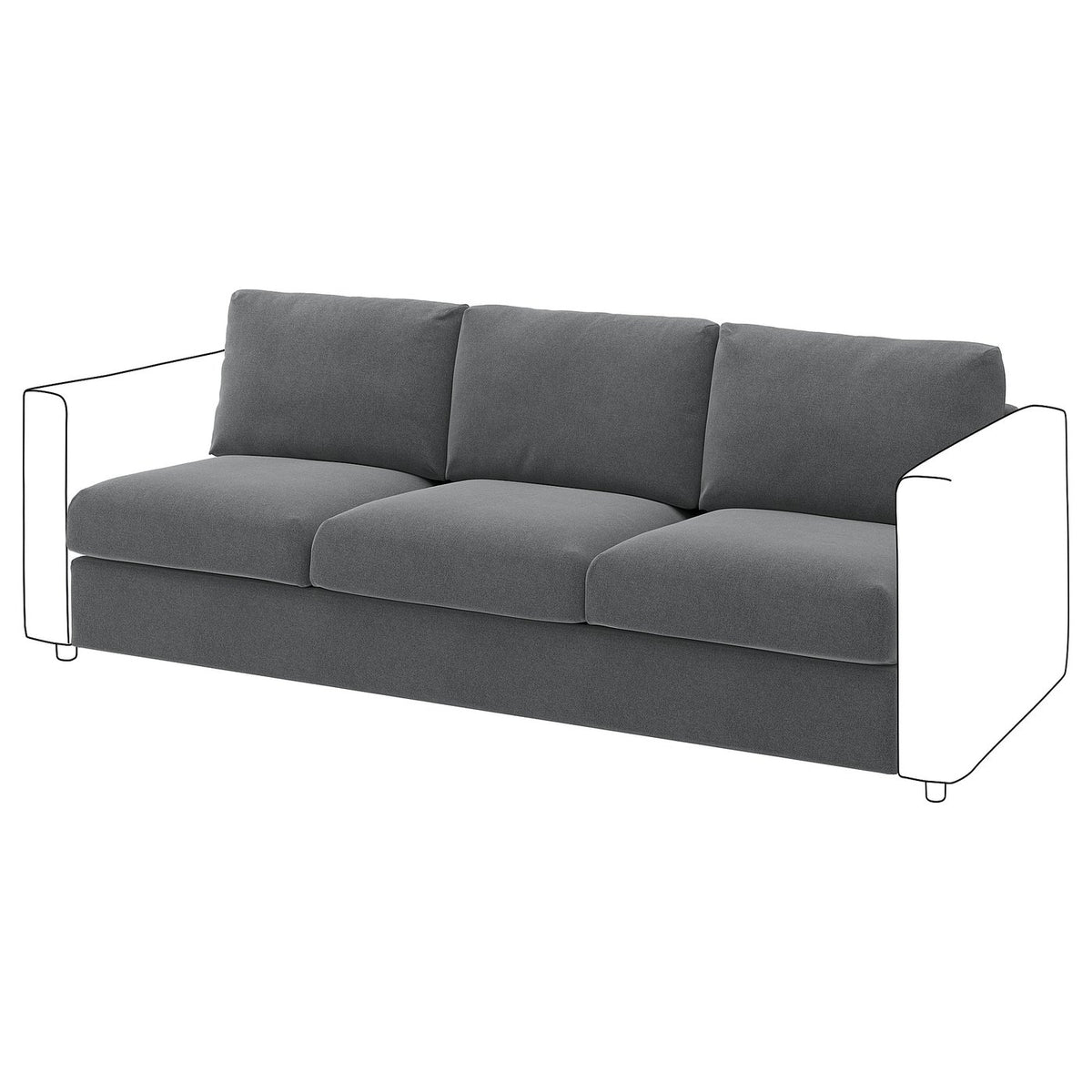 VIMLE 3-seat section, Johanneshov dark grey, 211 cm
