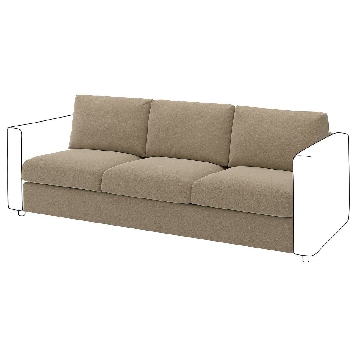 VIMLE 3-seat section, Johanneshov brown-beige, 211 cm
