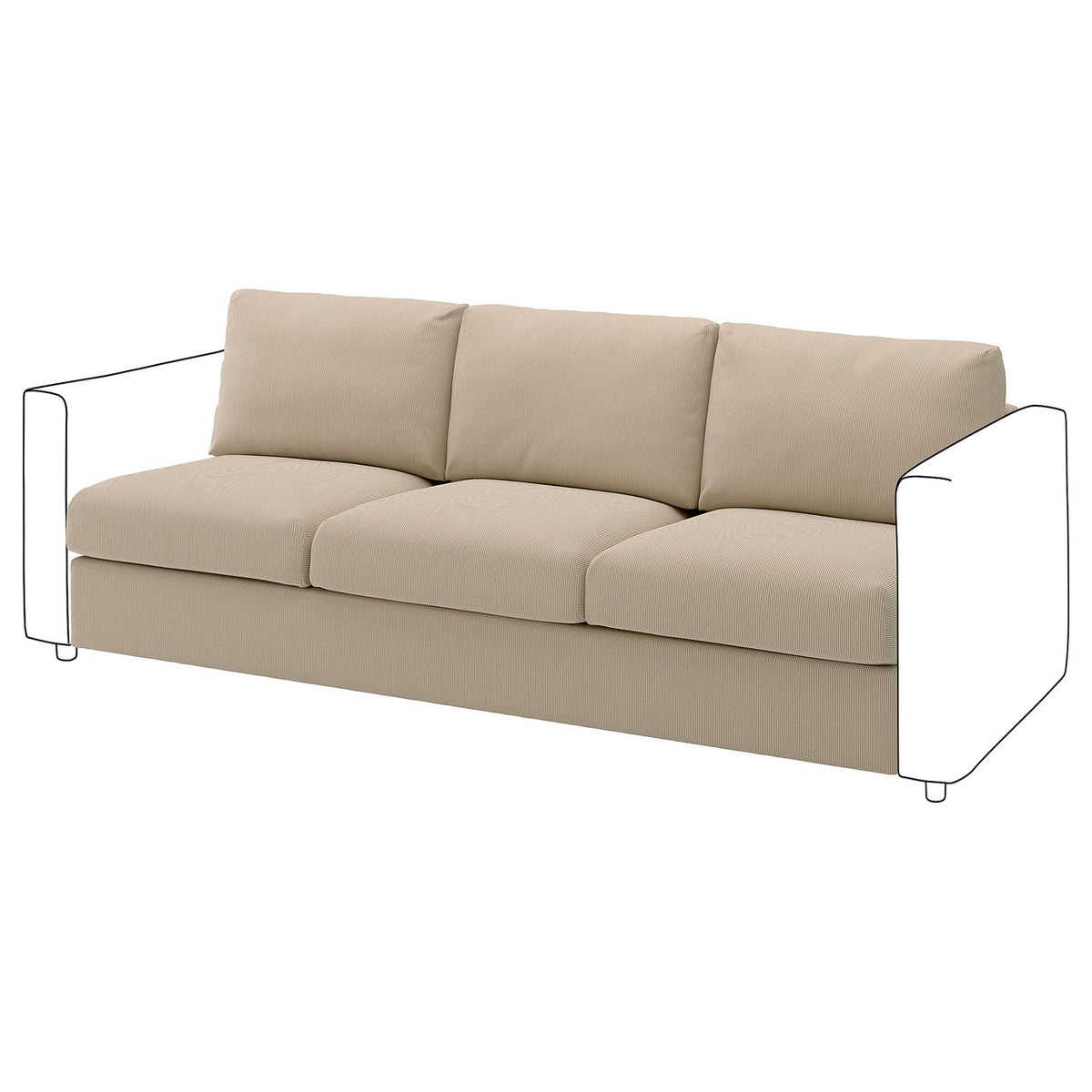 VIMLE 3-seat section, Kelinge beige, 211 cm
