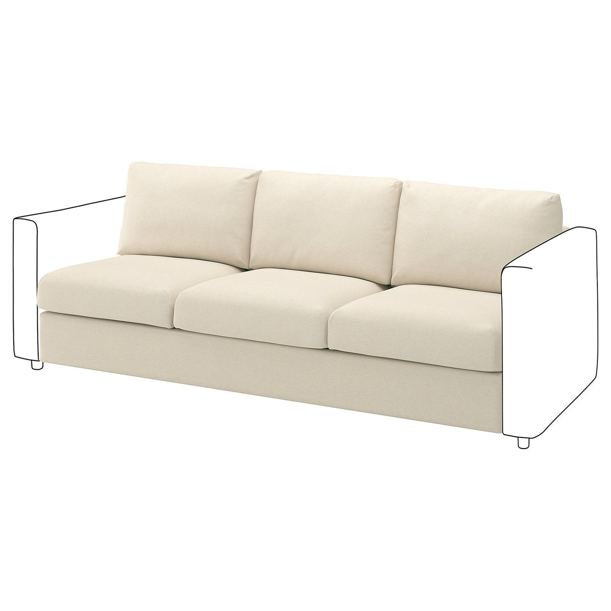 VIMLE 3-seat section, Knäbäck light beige, 211 cm