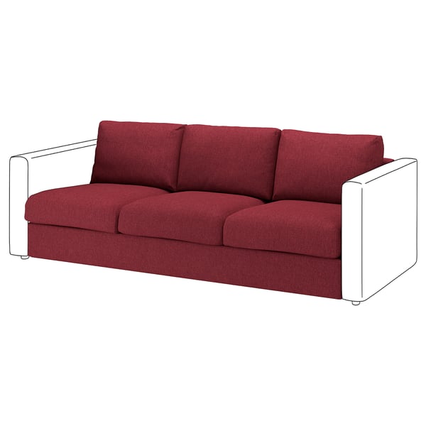 VIMLE 3-seat section, Lejde red/brown, 211 cm
