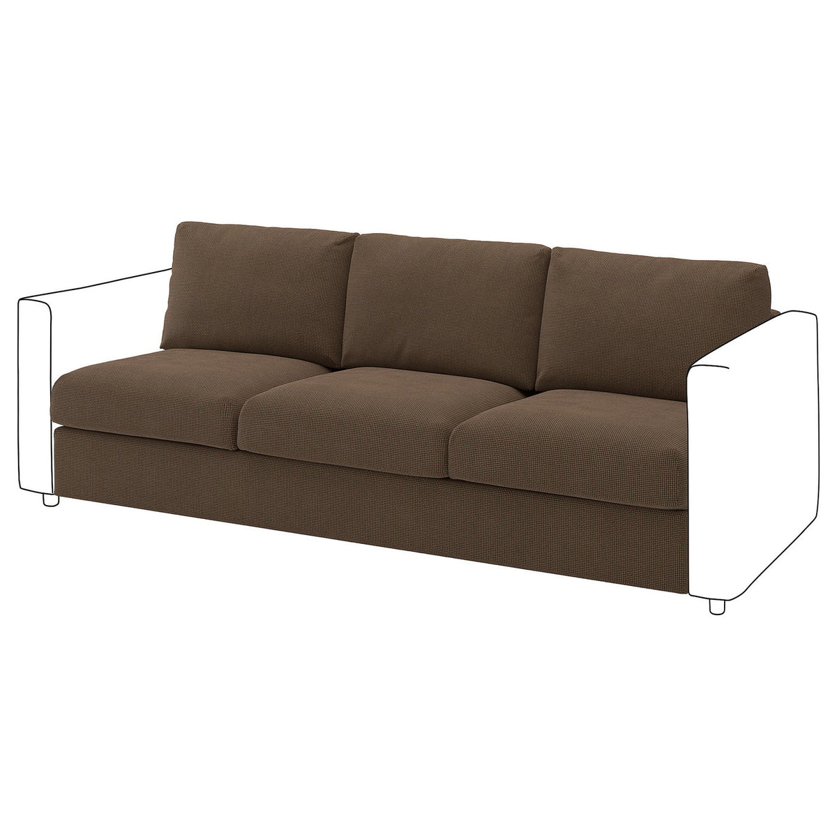 VIMLE 3-seat section, Mosshed dark brown, 211 cm