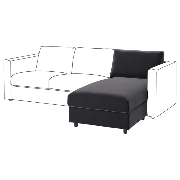 VIMLE chaise longue section, Djuparp dark grey, 81x6x164 cm