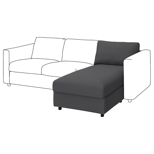 VIMLE chaise longue section, Hallarp grey, 81 cm