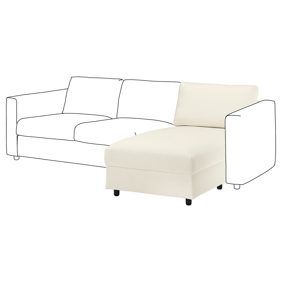 VIMLE chaise longue section, Johanneshov off-white, 81 cm
