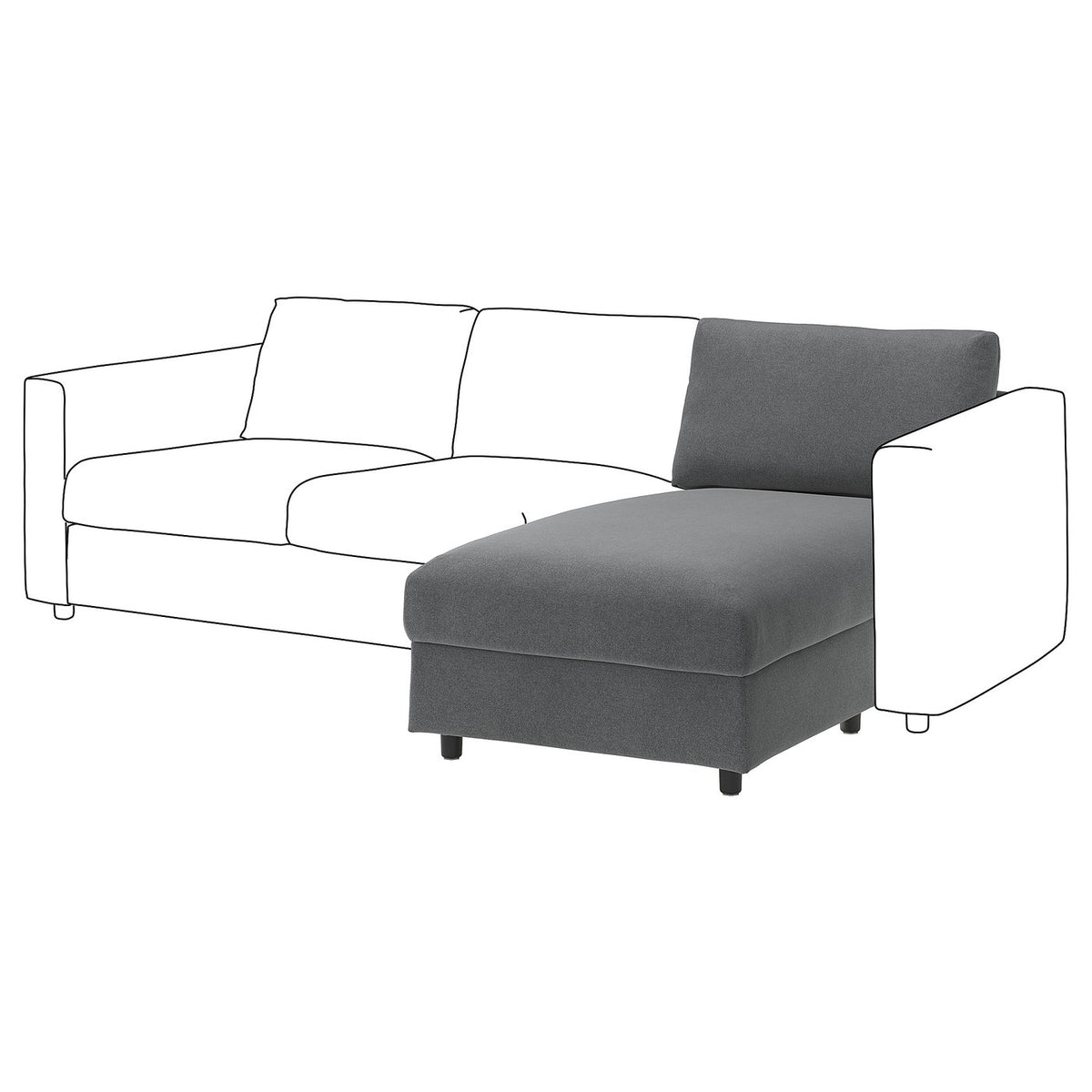 VIMLE chaise longue section, Johanneshov dark grey, 81 cm