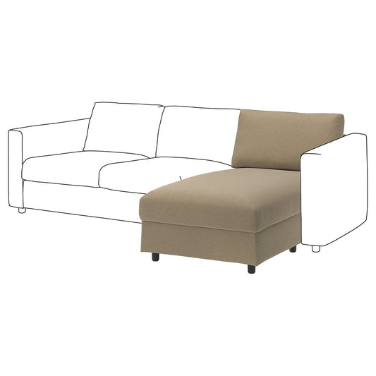 VIMLE chaise longue section, Johanneshov brown-beige, 81 cm