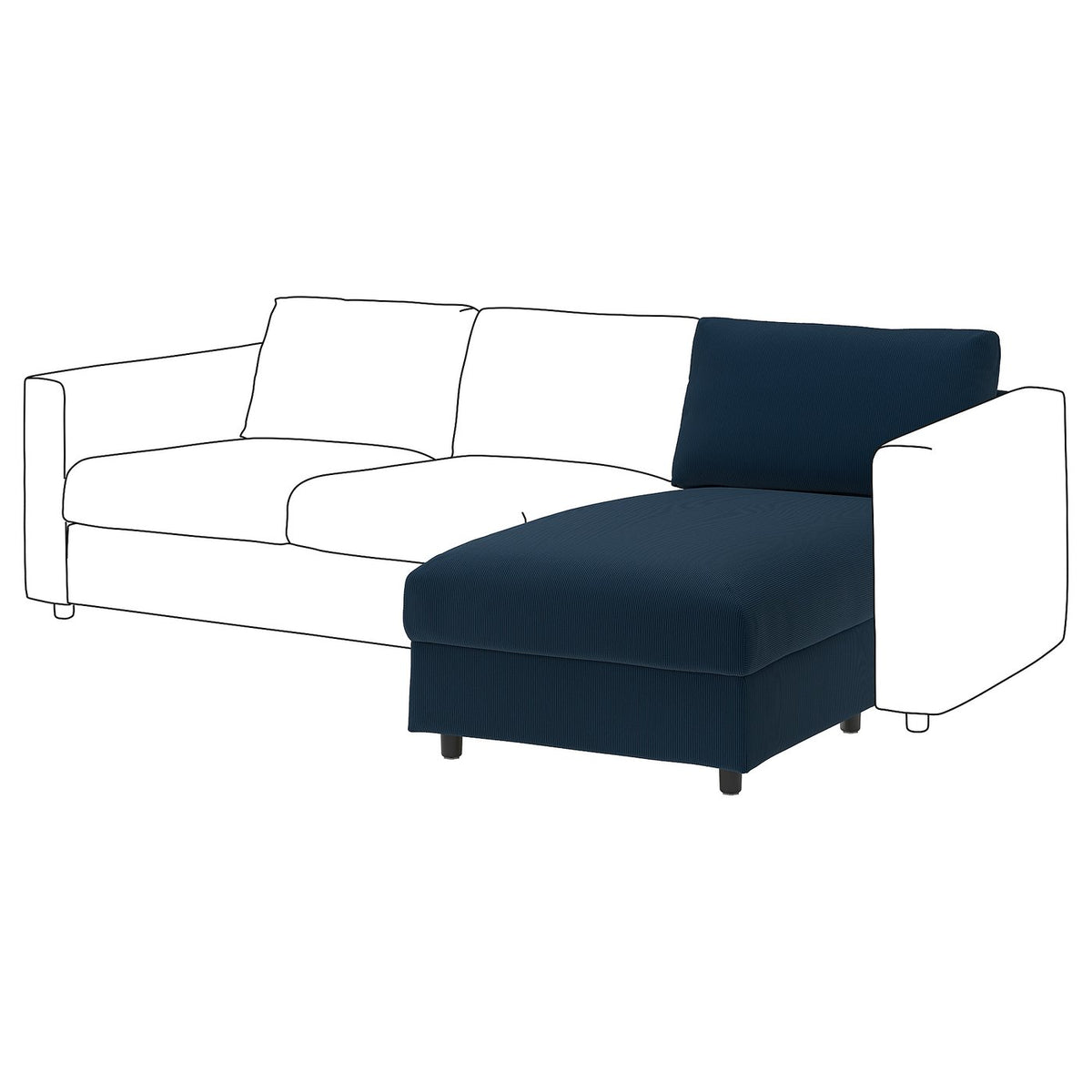 VIMLE chaise longue section, Kelinge dark blue, 81 cm