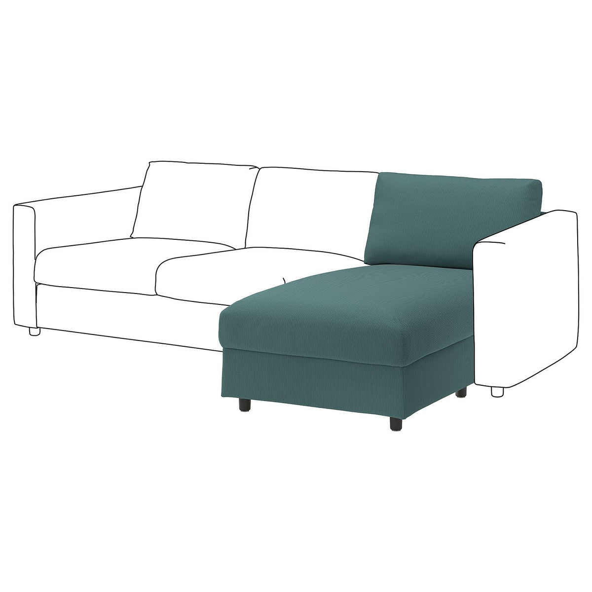 VIMLE chaise longue section, Kelinge grey-turquoise, 81 cm