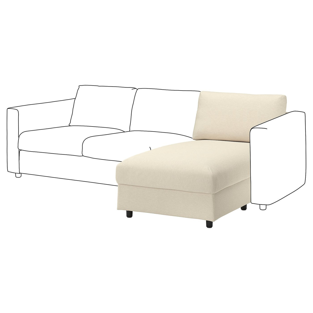 VIMLE chaise longue section, Knäbäck light beige, 81 cm
