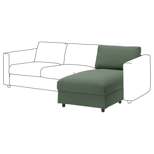 VIMLE chaise longue section, Knäbäck grey-green, 81 cm