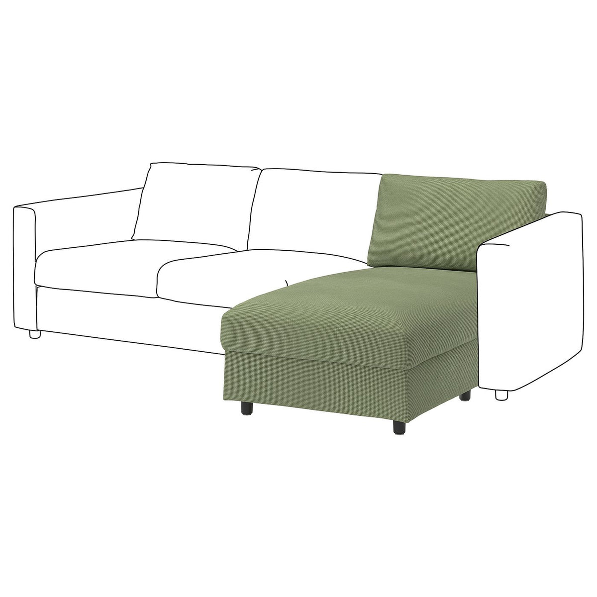 VIMLE chaise longue section, Mosshed grey-green, 81 cm