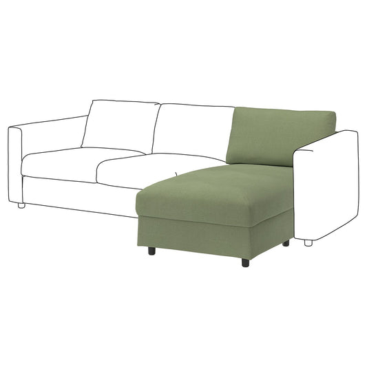 VIMLE chaise longue section, Mosshed grey-green, 81 cm