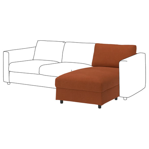 VIMLE chaise longue section, Mosshed red-brown, 81 cm