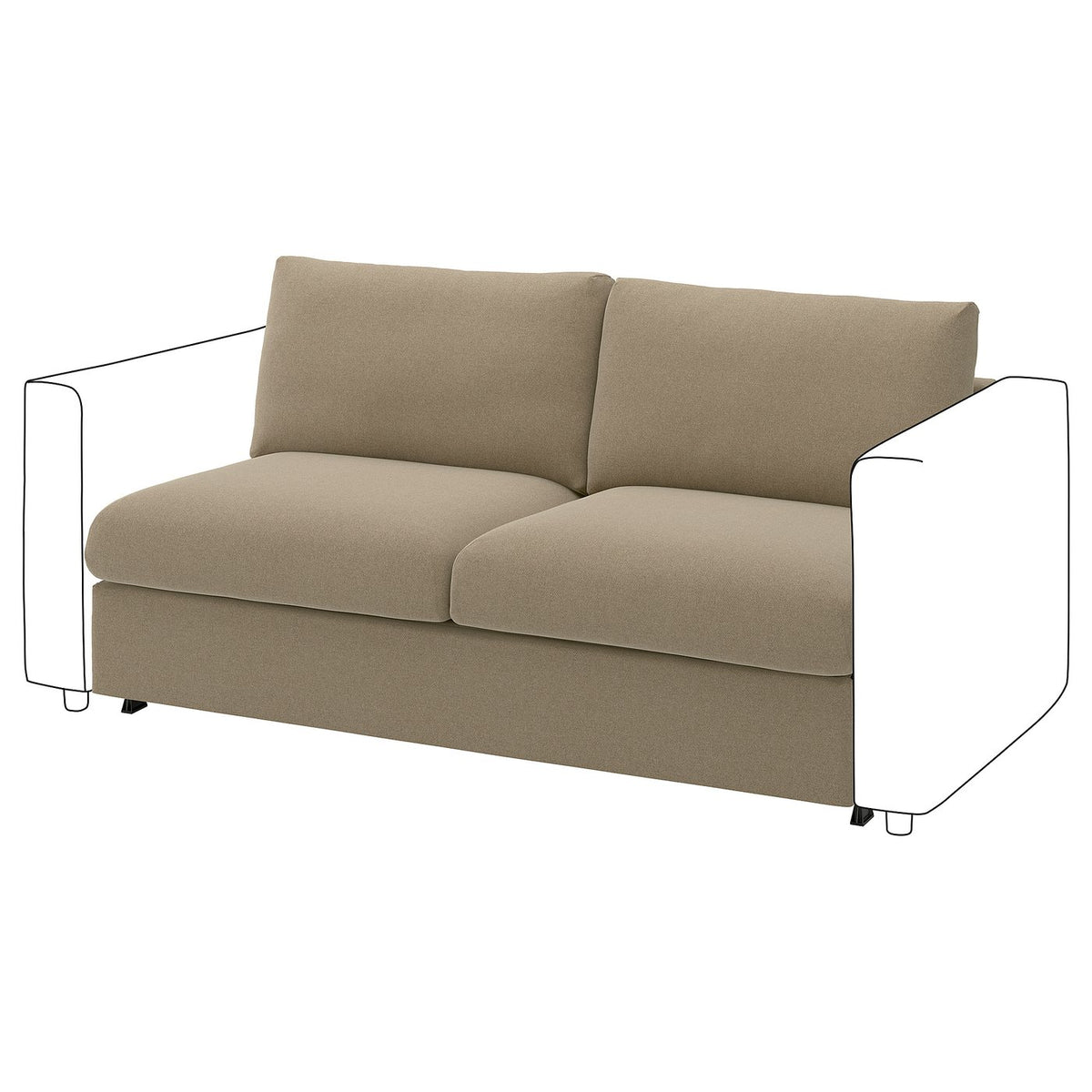 VIMLE 2-seat sofa-bed section, Johanneshov brown-beige, 160 cm