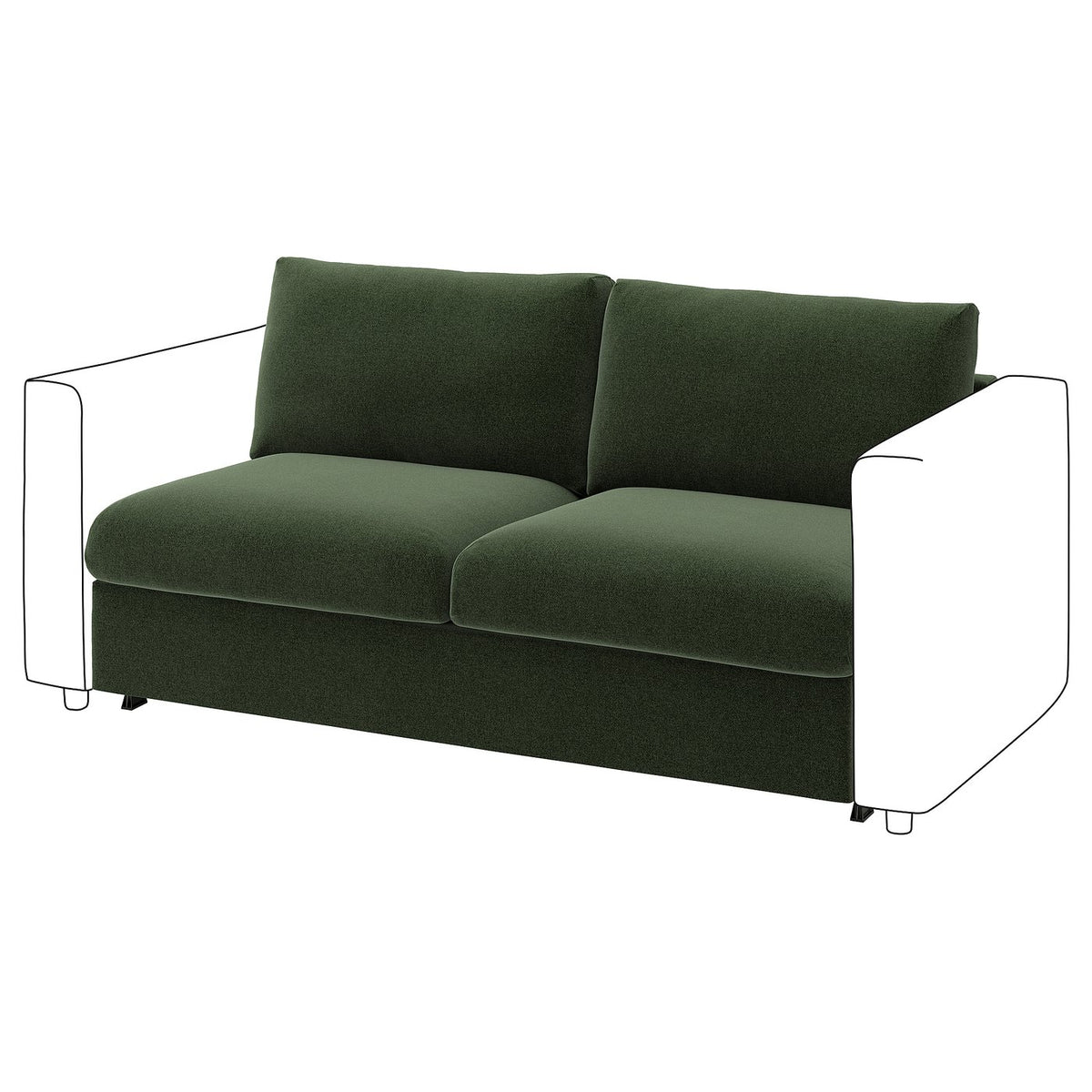 VIMLE 2-seat sofa-bed section, Johanneshov dark green, 160 cm