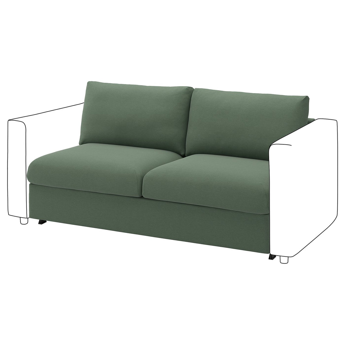 VIMLE 2-seat sofa-bed section, Knäbäck grey-green, 160 cm
