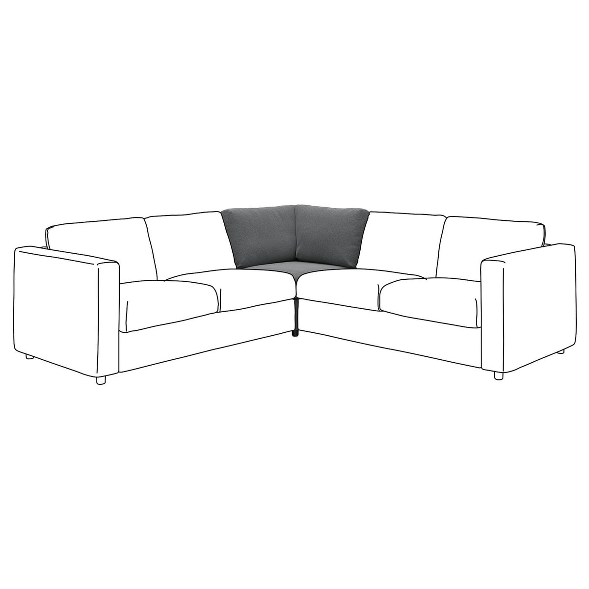 VIMLE corner section, Johanneshov dark grey, 93 cm