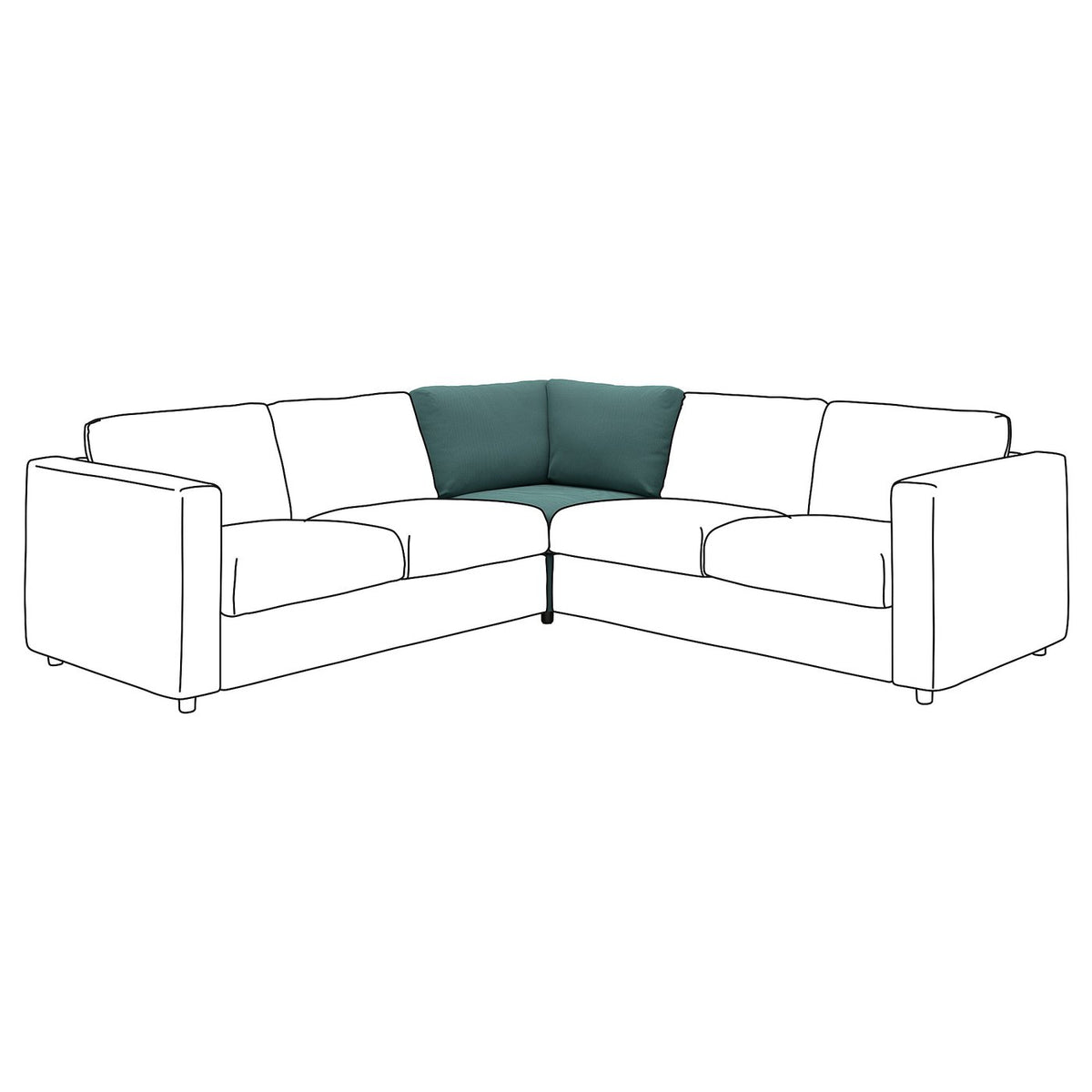 VIMLE corner section, Kelinge grey-turquoise, 93 cm