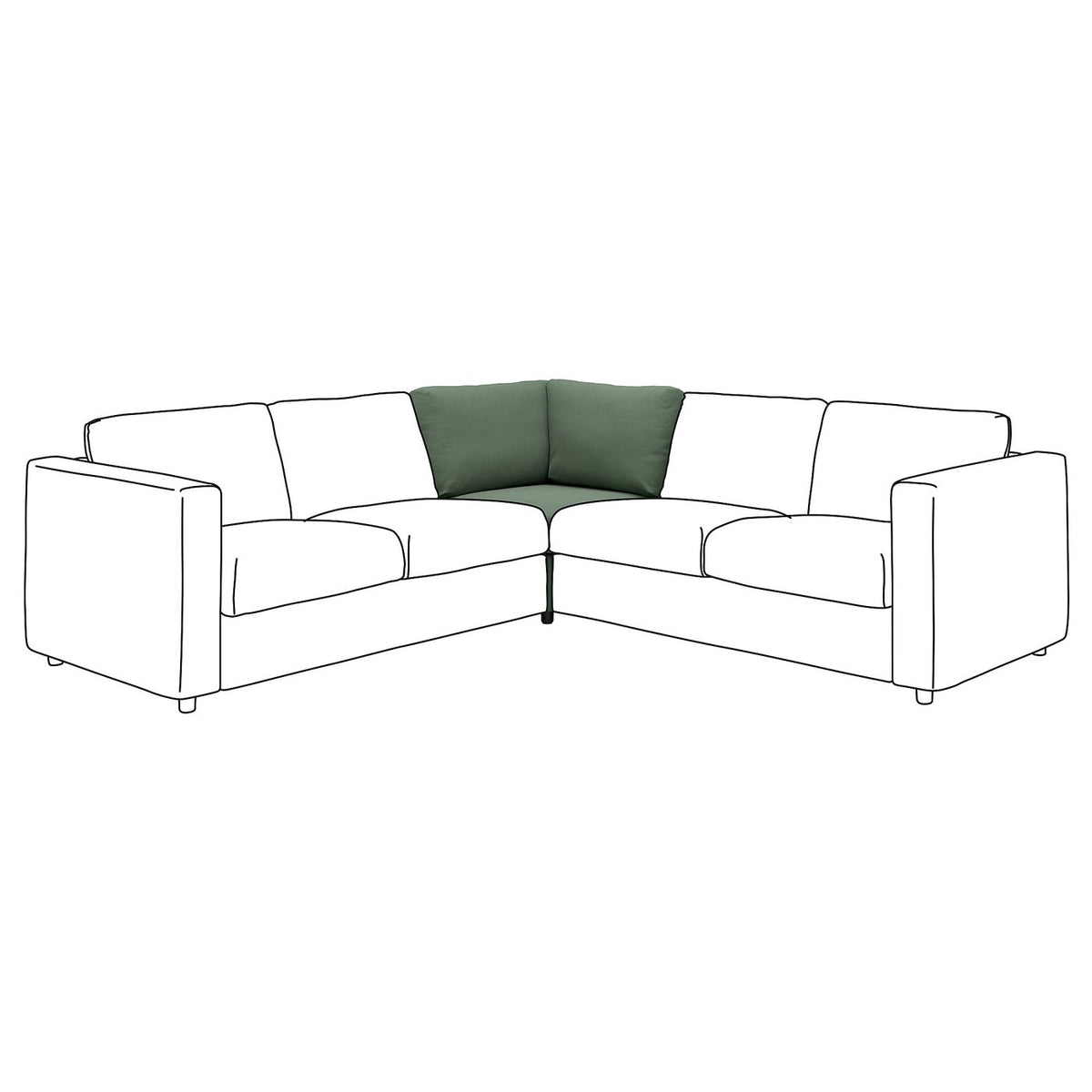 VIMLE corner section, Knäbäck grey-green, 93 cm