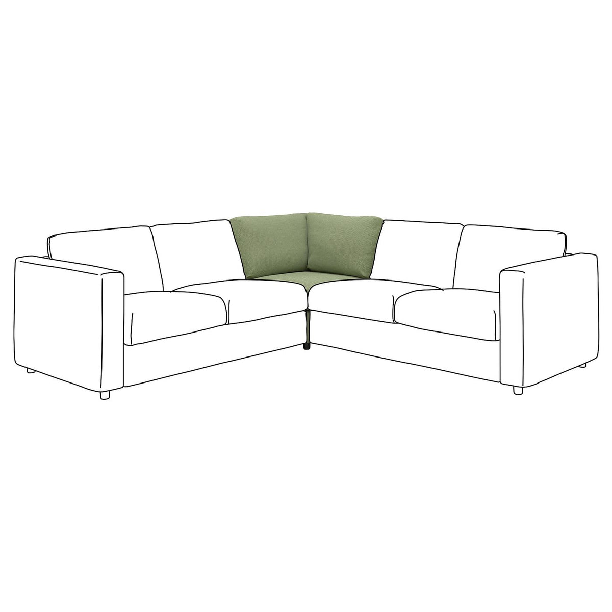 VIMLE corner section, Mosshed grey-green, 93 cm