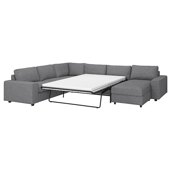 VIMLE - Sofa cover let ang 5pos/chaise-l, with wide armrests/Lejde grey/black ,