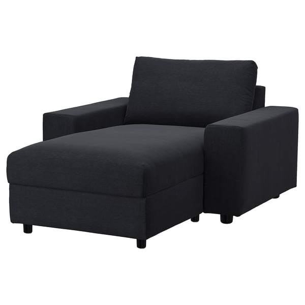 VIMLE cover for chaise longue, with wide armrests/Saxemara black-blue