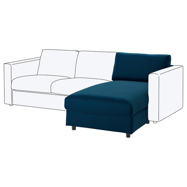 VIMLE cover for chaise longue section, Djuparp dark green-blue