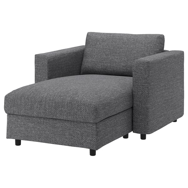 VIMLE - Chaise-longue cover, Lejde grey/black ,
