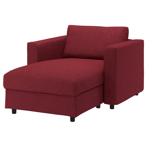 VIMLE cover for chaise longue, Lejde red/brown, 111 cm