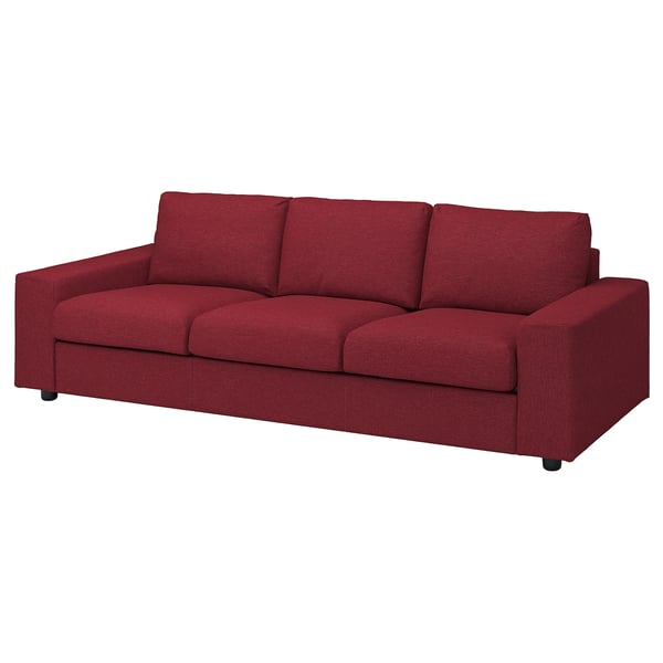 VIMLE - 3-seater sofa cover, with wide armrests/Lejde red/brown ,