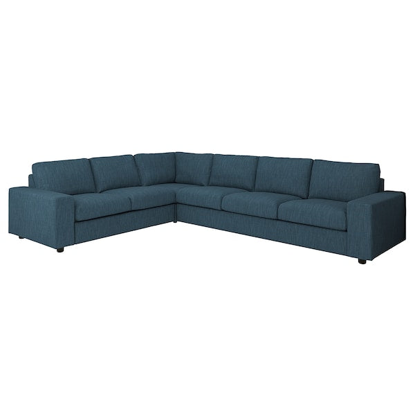 VIMLE - Corner sofa cover, 5-seater, with wide armrests/Hillared dark blue ,