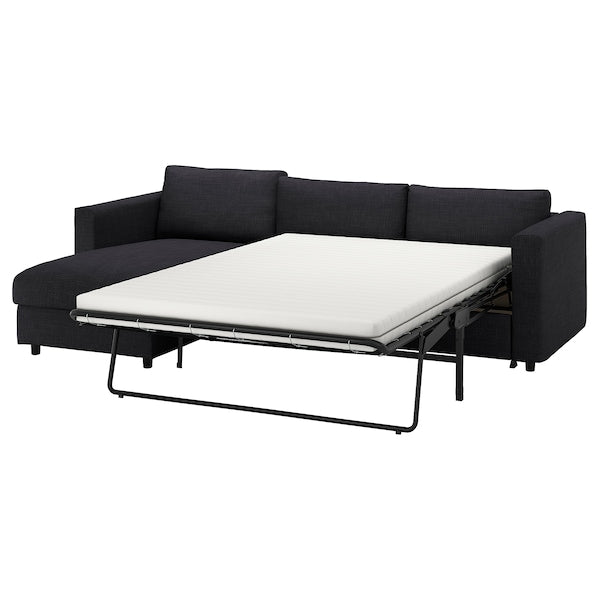 VIMLE - Cover for 3-seater sofa bed, with chaise-longue/Hillared anthracite ,