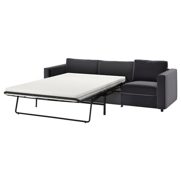 VIMLE cover for 3-seat sofa-bed, Djuparp dark grey