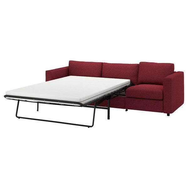 VIMLE - Cover for 3-seater sofa bed, Lejde red/brown ,