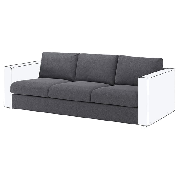 VIMLE cover for 3-seat section, Gunnared medium grey