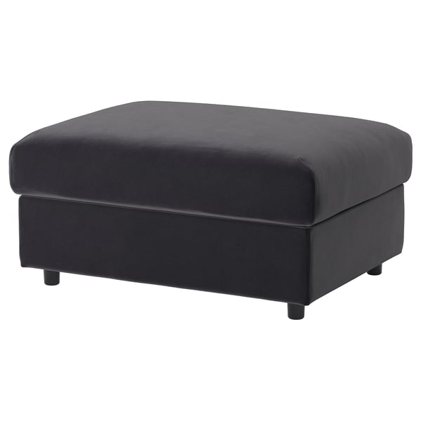VIMLE footstool with storage, Djuparp dark grey, 98x73 cm